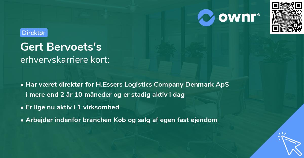 Gert Bervoets's erhvervskarriere kort