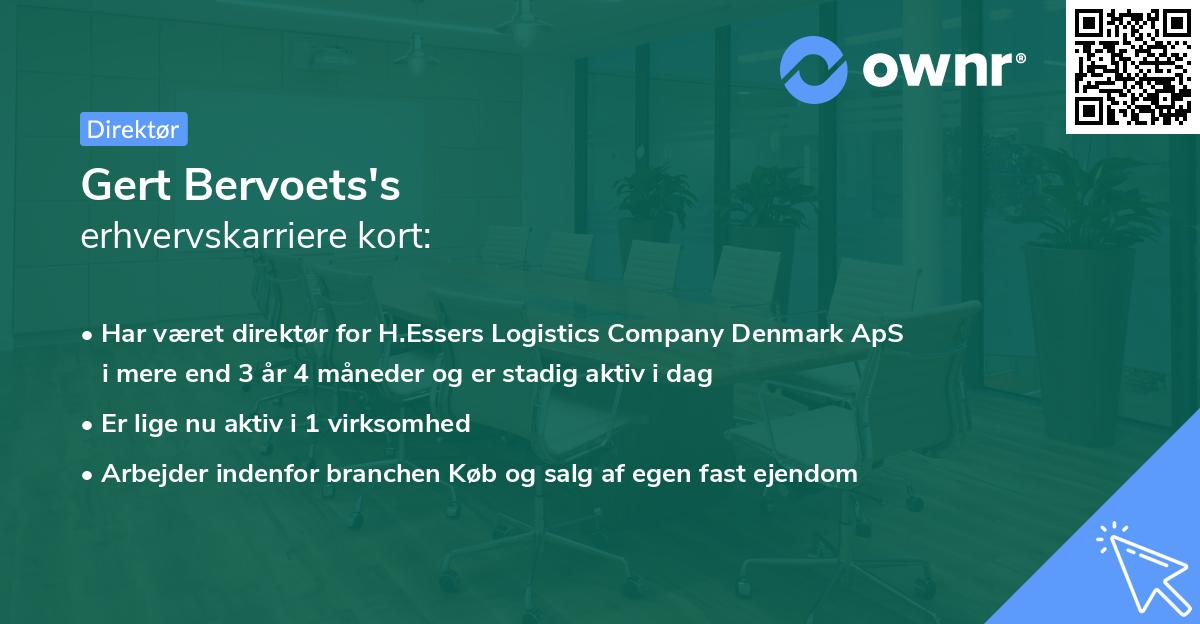 Gert Bervoets's erhvervskarriere kort