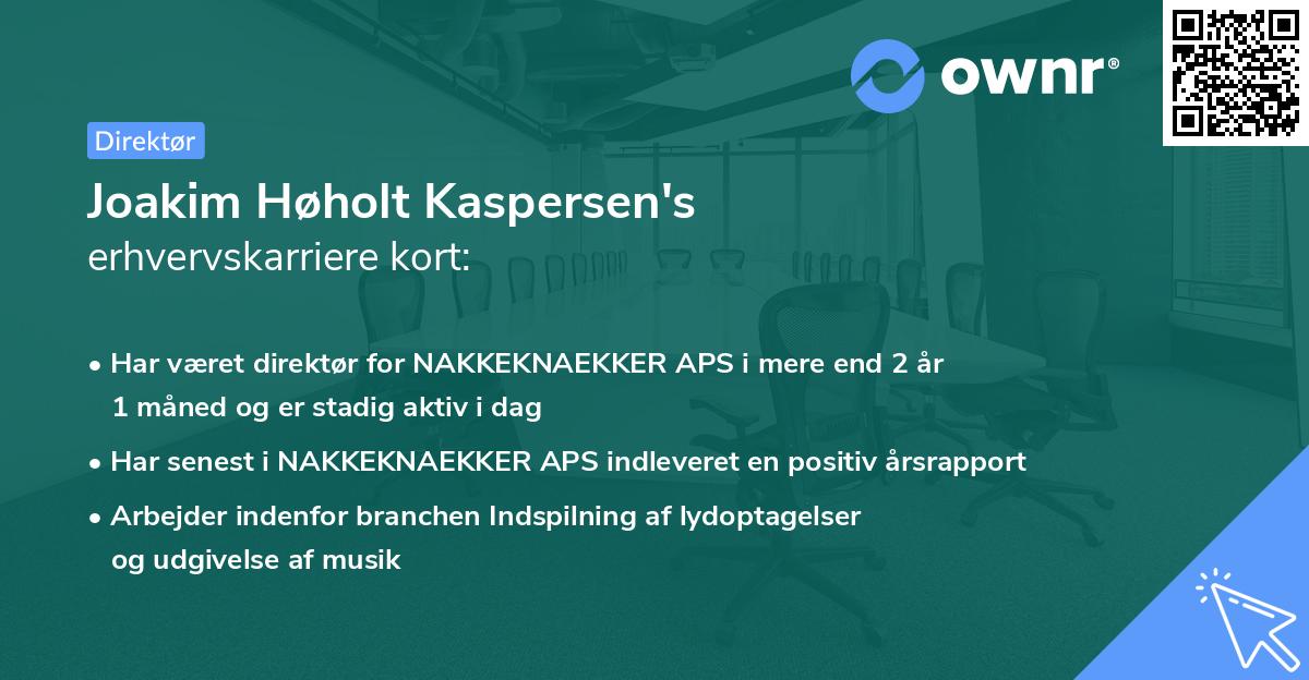 Joakim Høholt Kaspersen's erhvervskarriere kort