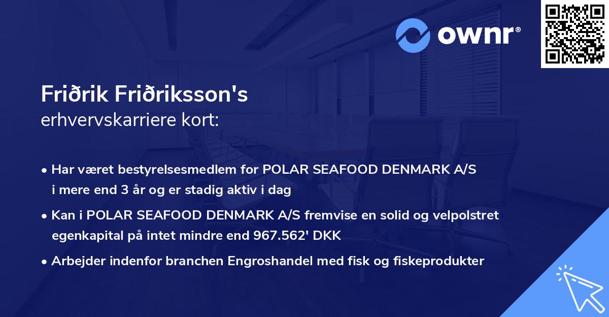 Friðrik Friðriksson's erhvervskarriere kort