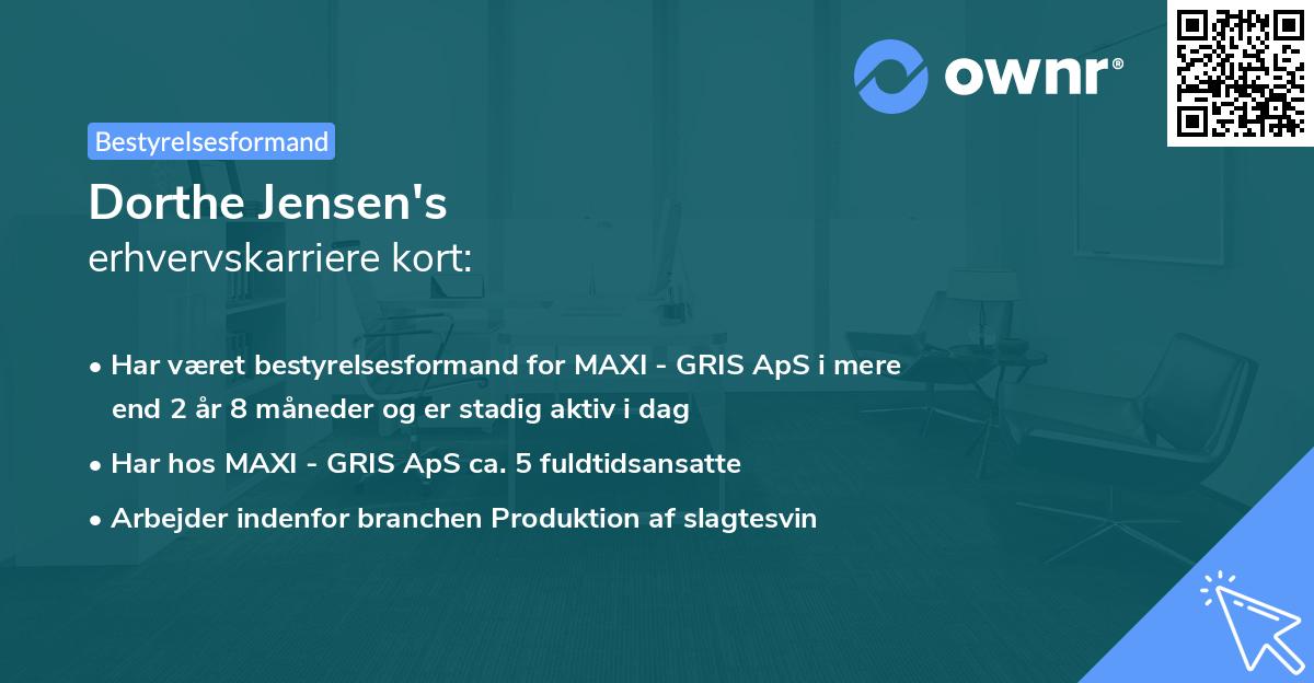 Dorthe Jensen's erhvervskarriere kort