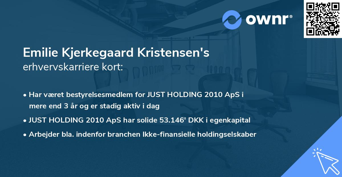 Emilie Kjerkegaard Kristensen's erhvervskarriere kort