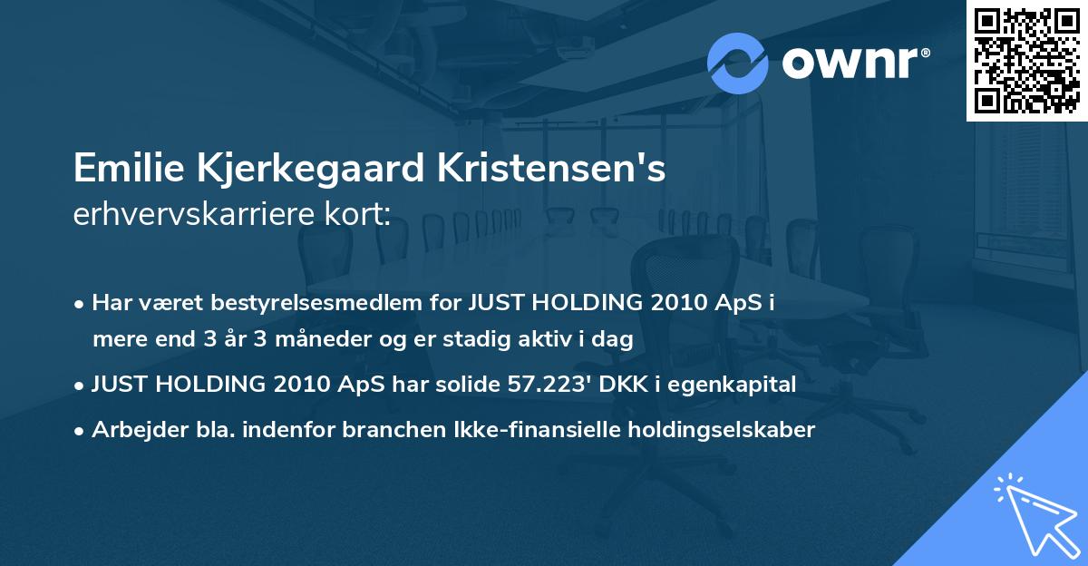 Emilie Kjerkegaard Kristensen's erhvervskarriere kort