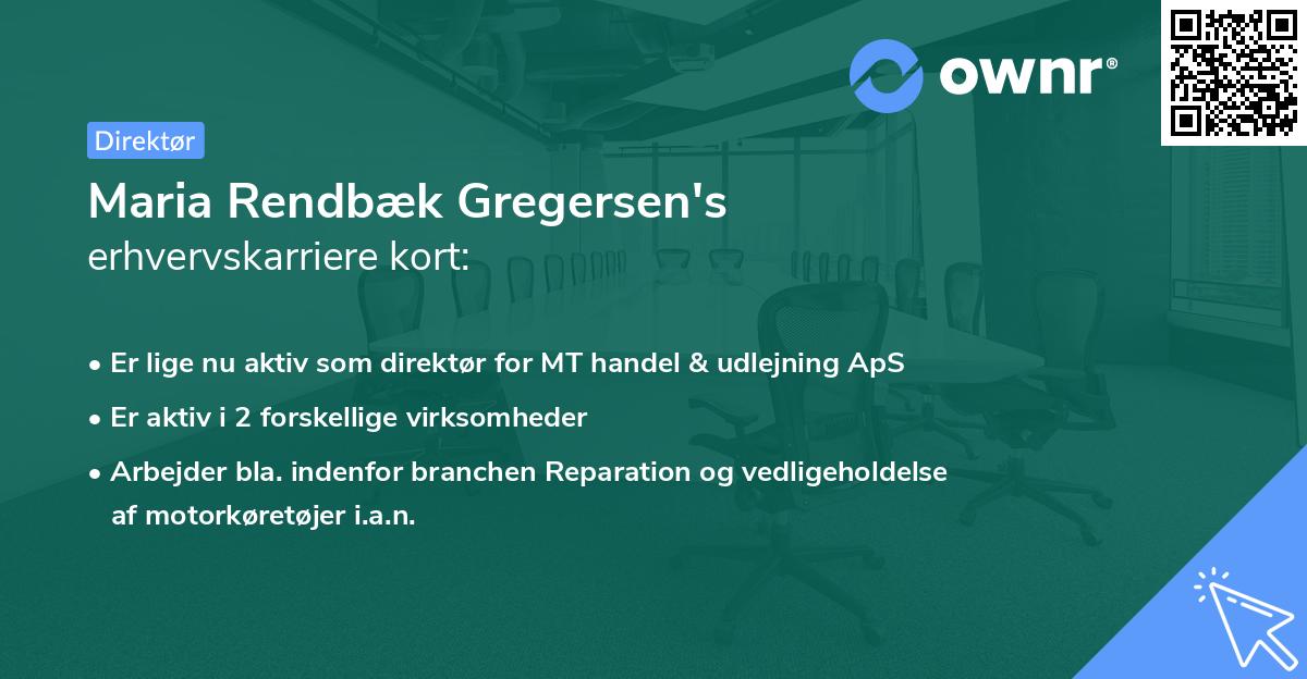 Maria Rendbæk Gregersen's erhvervskarriere kort