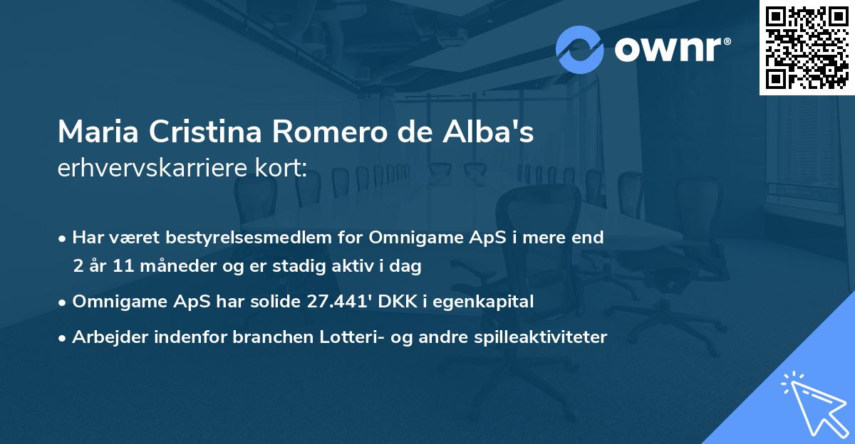 Maria Cristina Romero de Alba's erhvervskarriere kort