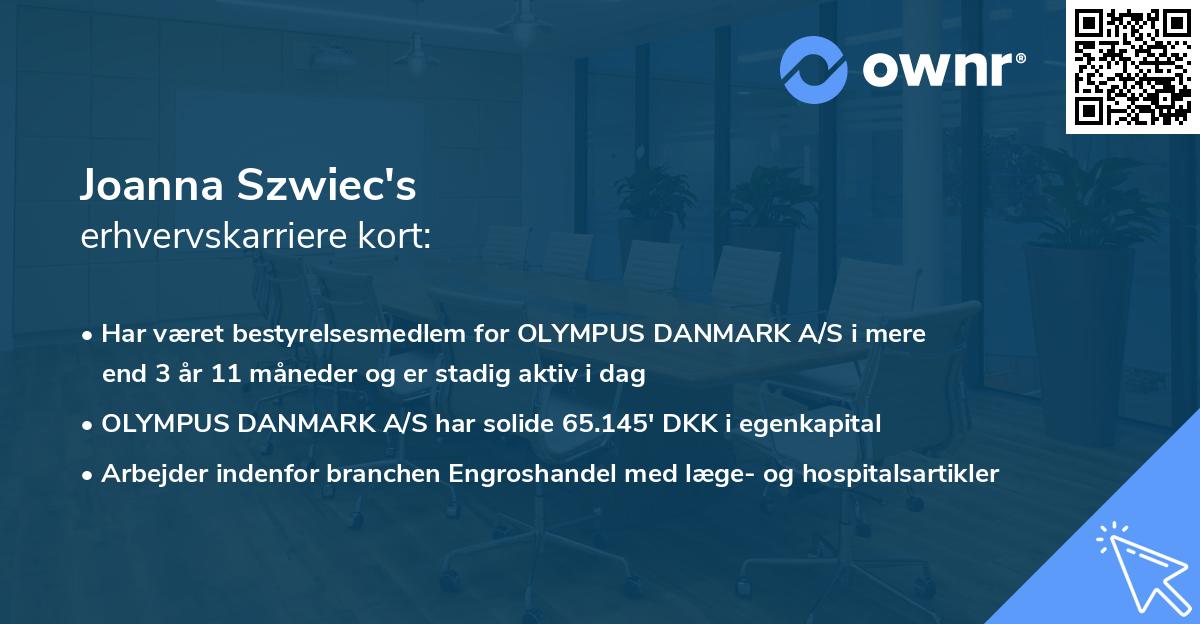 Joanna Szwiec's erhvervskarriere kort