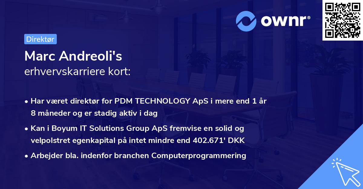 Marc Andreoli's erhvervskarriere kort