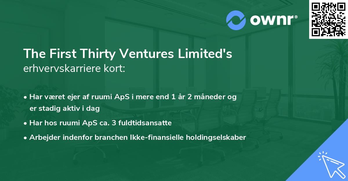 The First Thirty Ventures Limited's erhvervskarriere kort