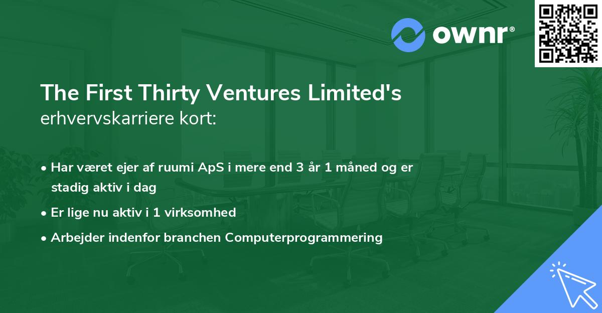 The First Thirty Ventures Limited's erhvervskarriere kort