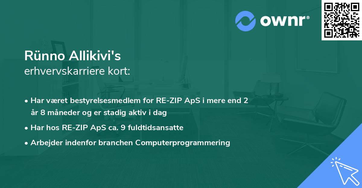 Rünno Allikivi's erhvervskarriere kort