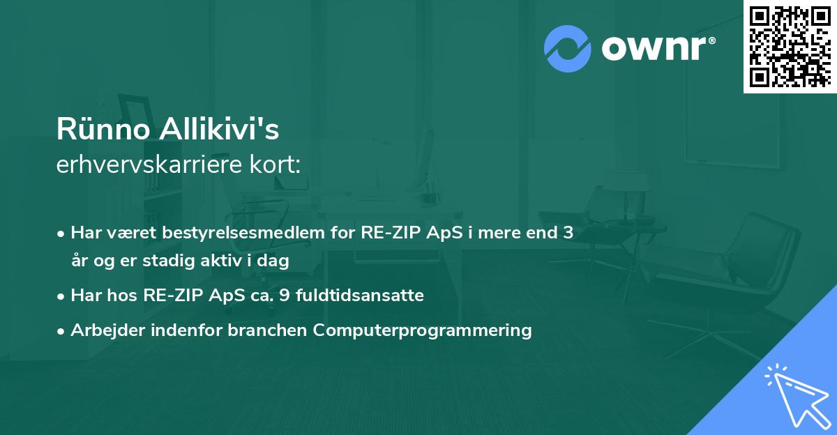 Rünno Allikivi's erhvervskarriere kort
