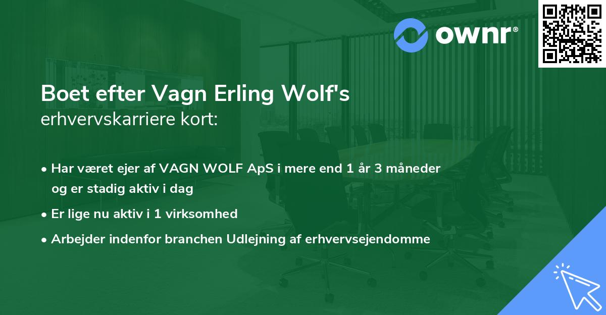 Boet efter Vagn Erling Wolf's erhvervskarriere kort