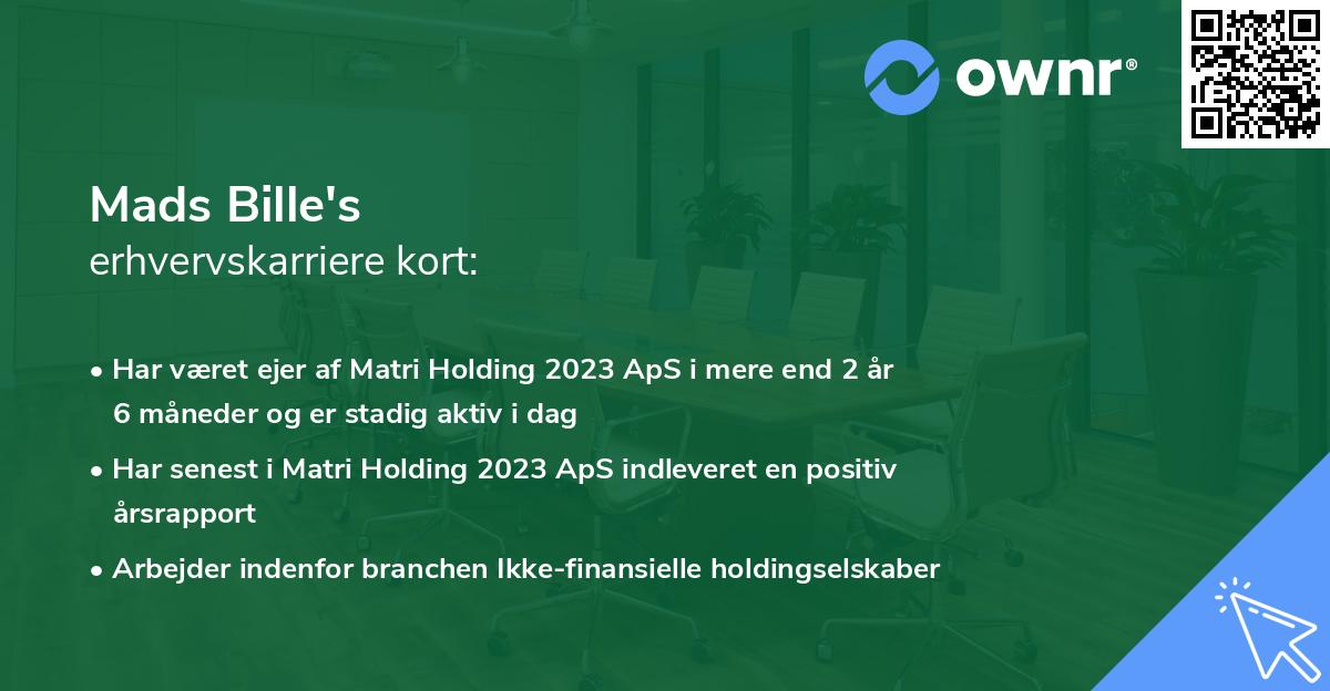 Mads Bille's erhvervskarriere kort