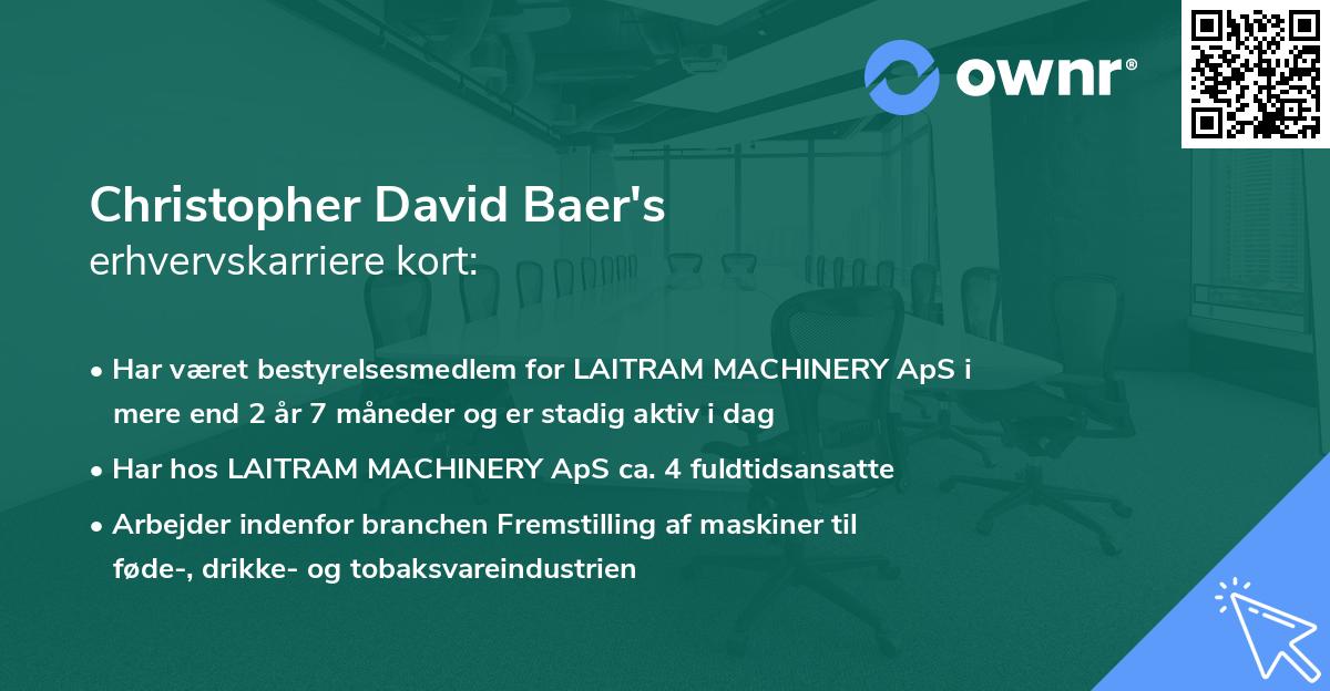 Christopher David Baer's erhvervskarriere kort