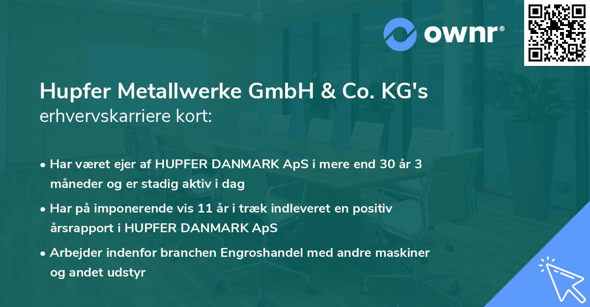 Hupfer Metallwerke GmbH & Co. KG's erhvervskarriere kort