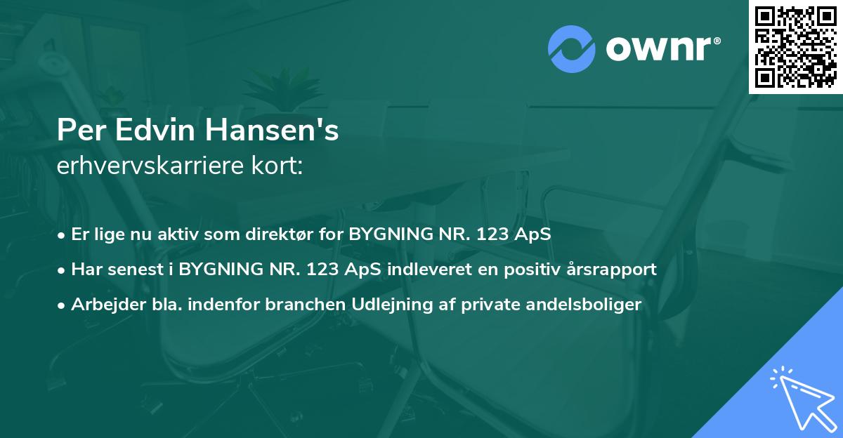 Per Edvin Hansen's erhvervskarriere kort