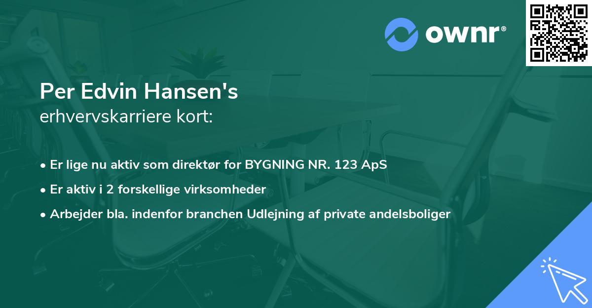 Per Edvin Hansen's erhvervskarriere kort