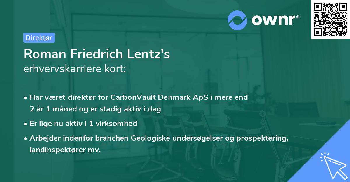 Roman Friedrich Lentz's erhvervskarriere kort