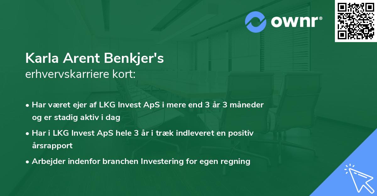 Karla Arent Benkjer's erhvervskarriere kort