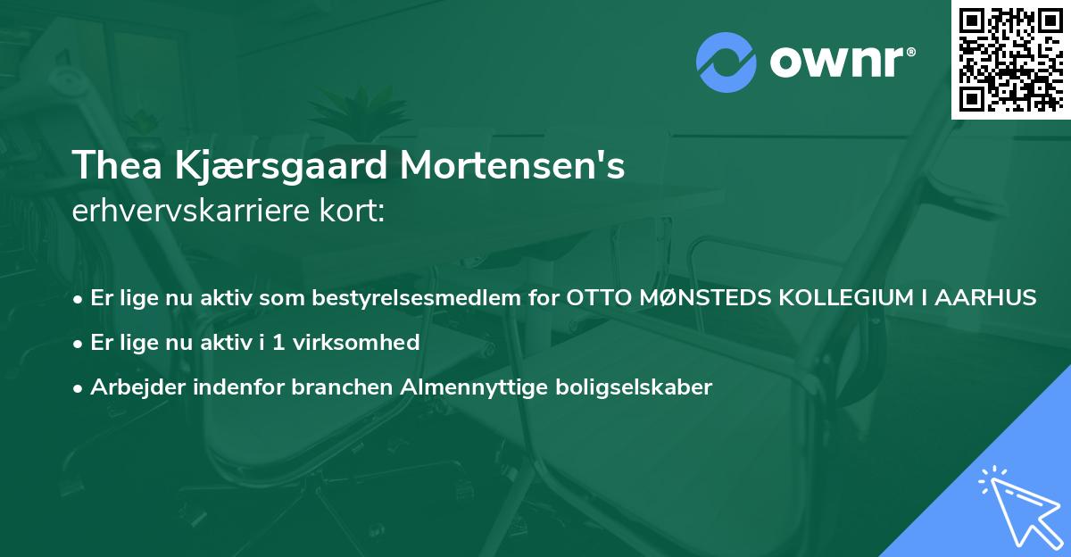 Thea Kjærsgaard Mortensen's erhvervskarriere kort