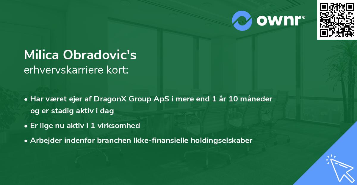 Milica Obradovic's erhvervskarriere kort