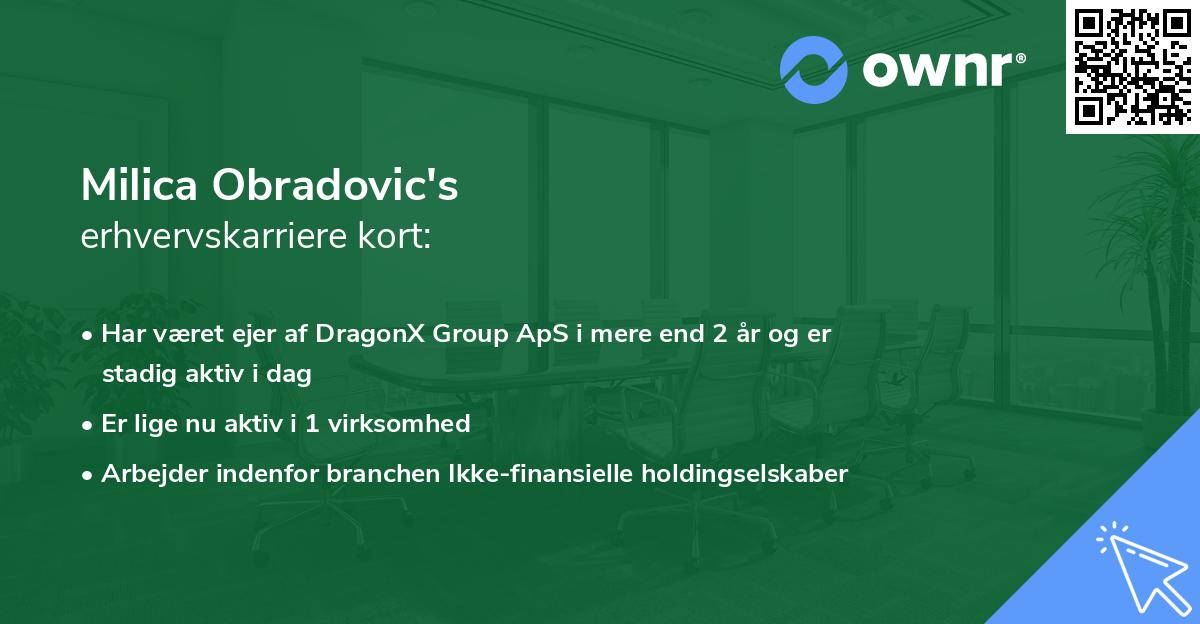 Milica Obradovic's erhvervskarriere kort