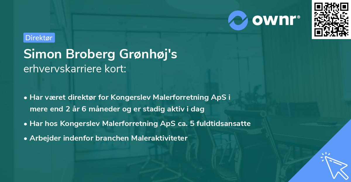 Simon Broberg Grønhøj's erhvervskarriere kort
