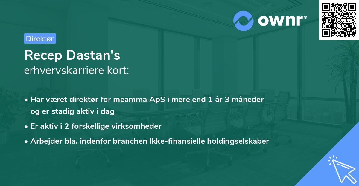 Recep Dastan's erhvervskarriere kort