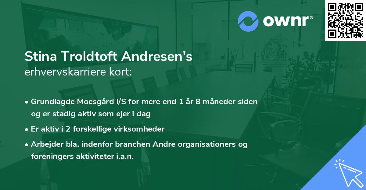 Stina Troldtoft Andresen's erhvervskarriere kort