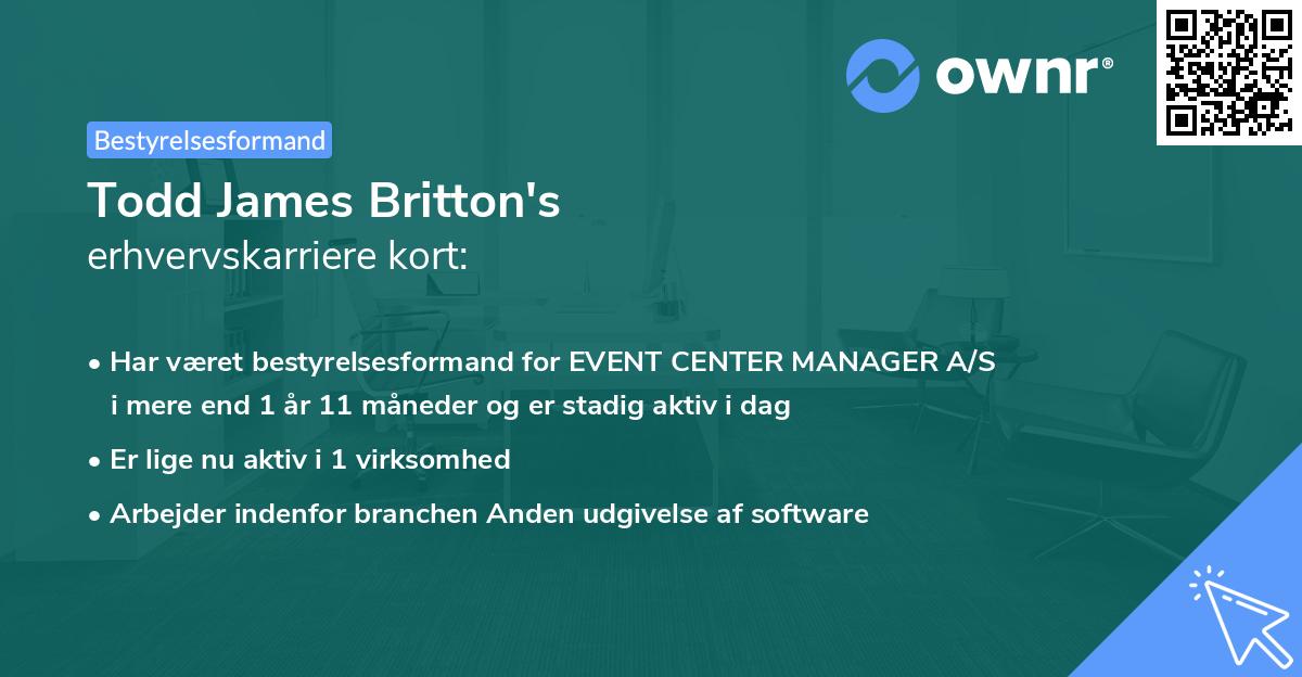 Todd James Britton's erhvervskarriere kort