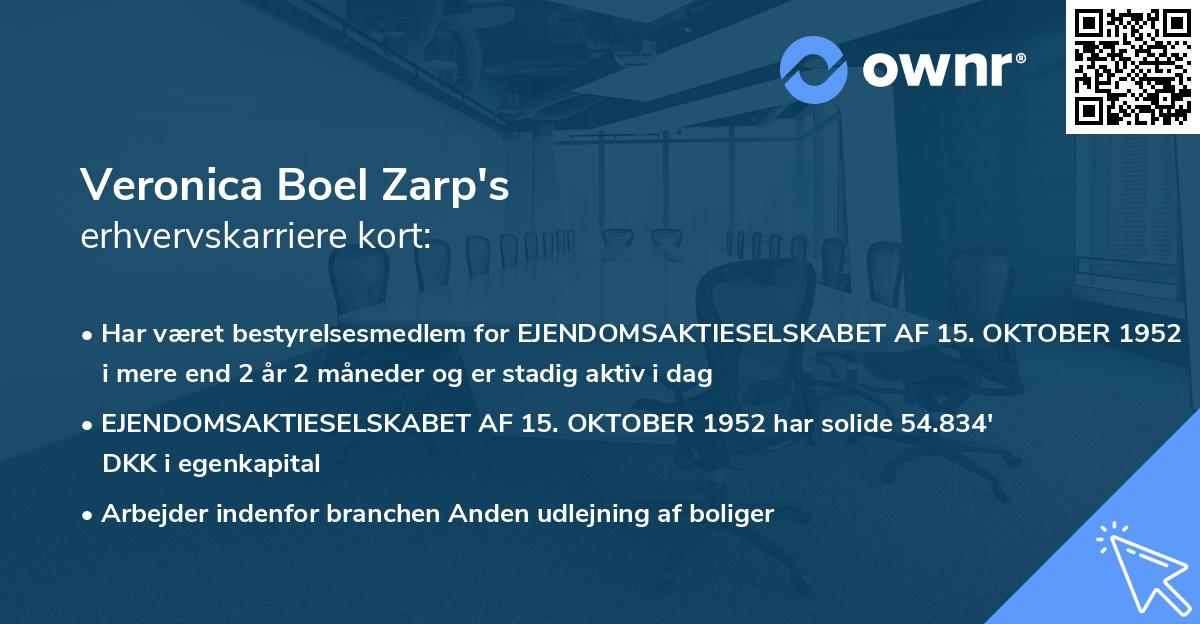 Veronica Boel Zarp's erhvervskarriere kort