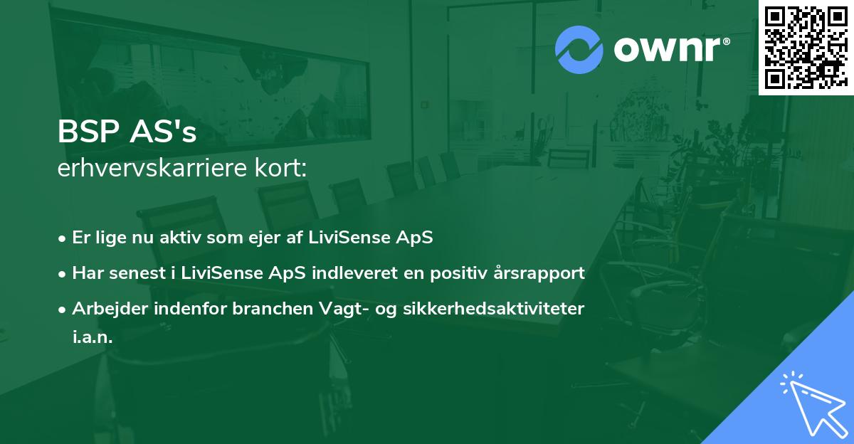 BSP AS's erhvervskarriere kort