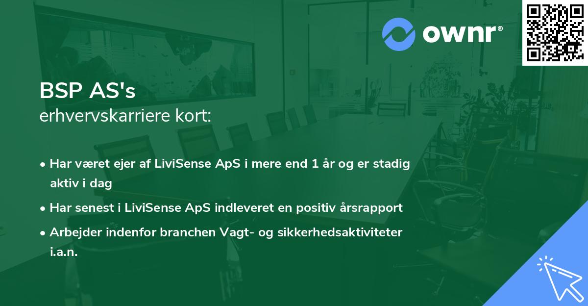 BSP AS's erhvervskarriere kort