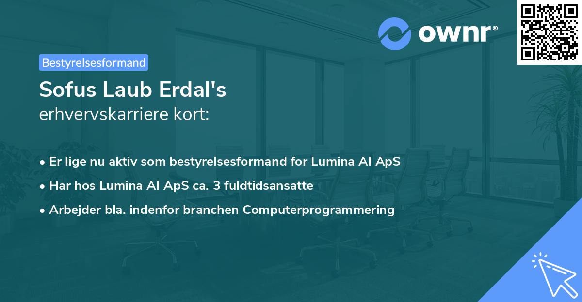 Sofus Laub Erdal's erhvervskarriere kort