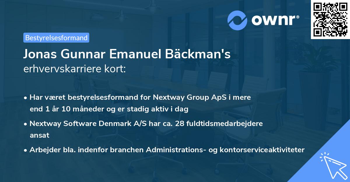 Jonas Gunnar Emanuel Bäckman's erhvervskarriere kort