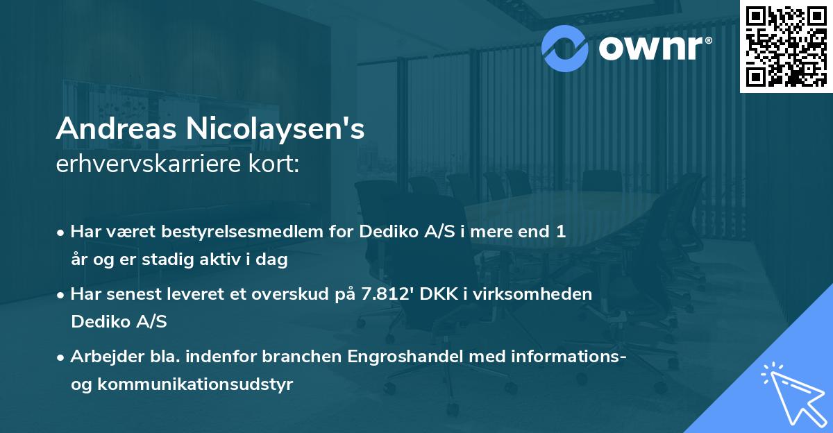 Andreas Nicolaysen's erhvervskarriere kort