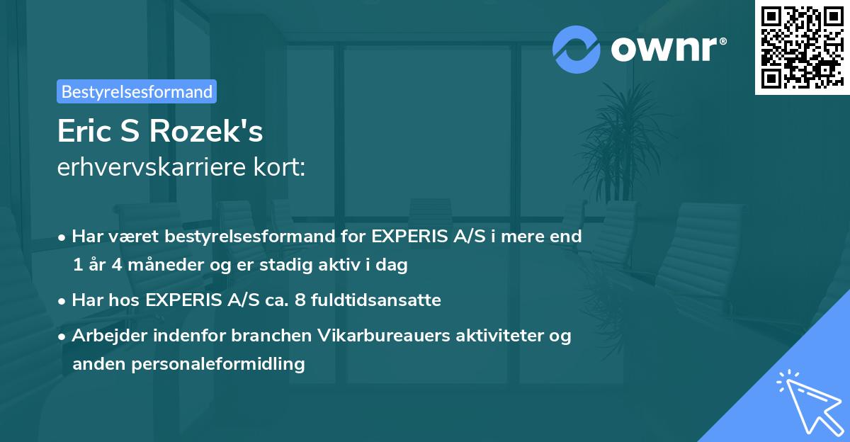 Eric S Rozek's erhvervskarriere kort