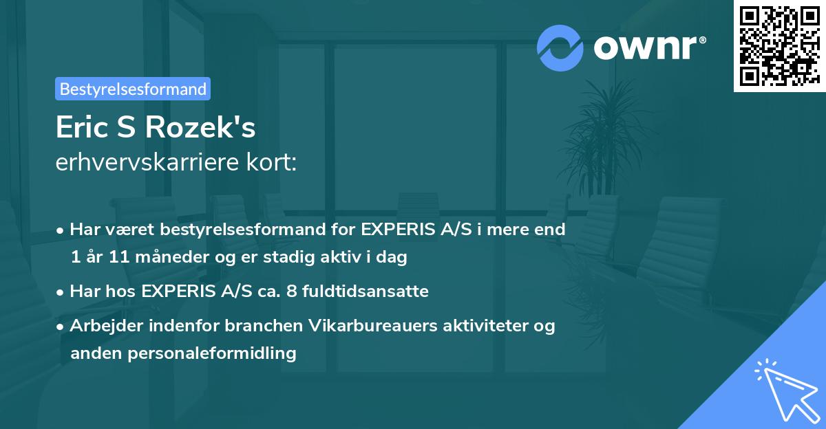 Eric S Rozek's erhvervskarriere kort