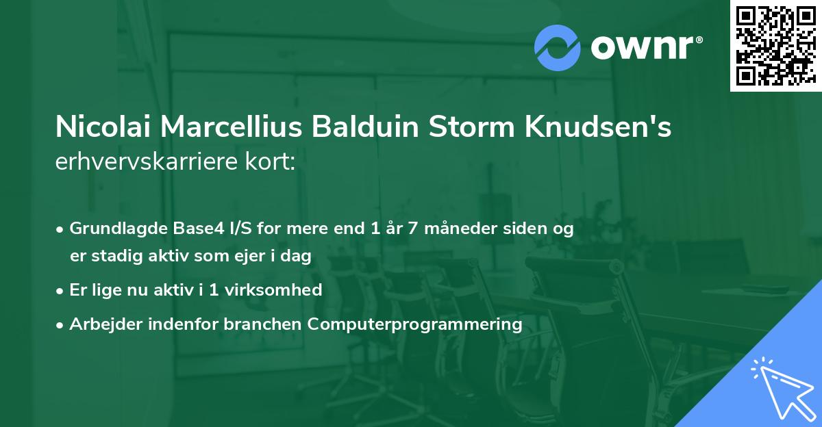 Nicolai Marcellius Balduin Storm Knudsen's erhvervskarriere kort