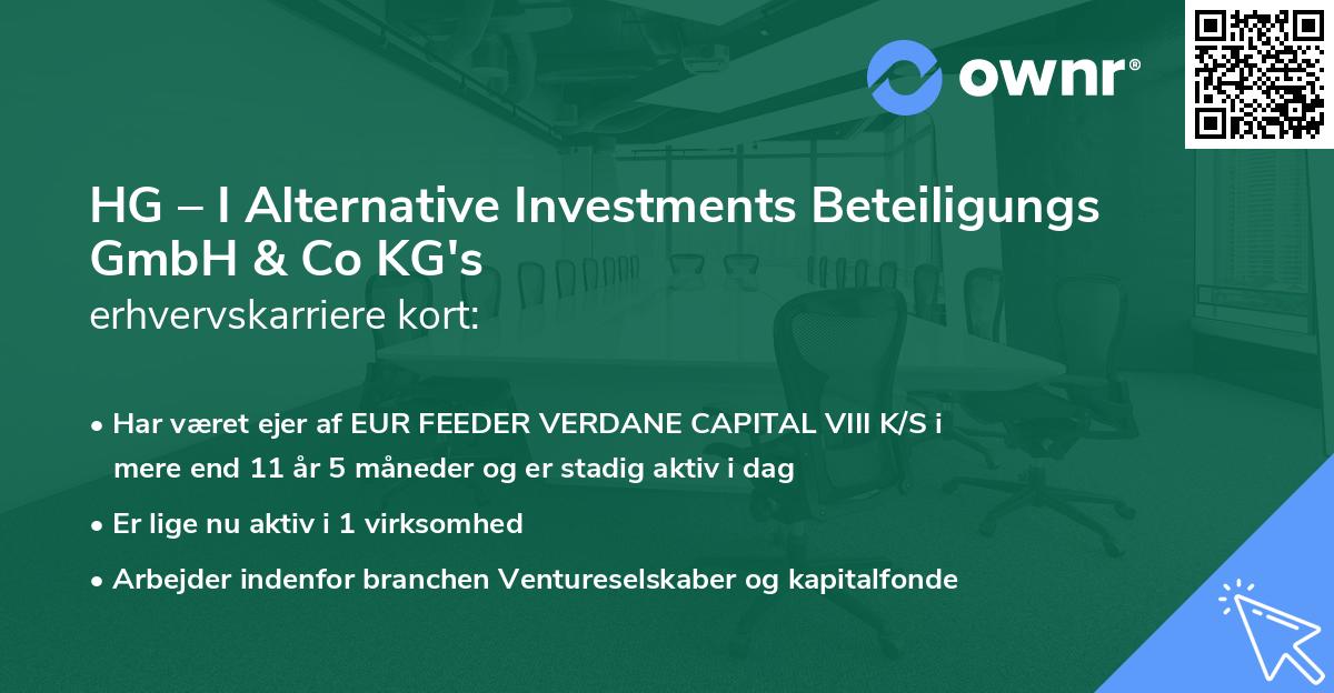 HG – I Alternative Investments Beteiligungs GmbH & Co KG's erhvervskarriere kort