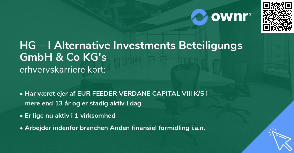 HG – I Alternative Investments Beteiligungs GmbH & Co KG's erhvervskarriere kort