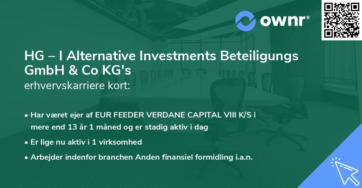 HG – I Alternative Investments Beteiligungs GmbH & Co KG's erhvervskarriere kort