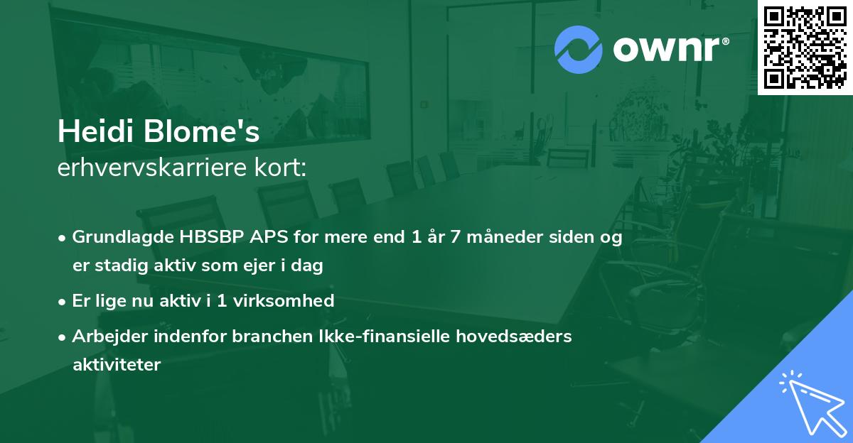 Heidi Blome's erhvervskarriere kort