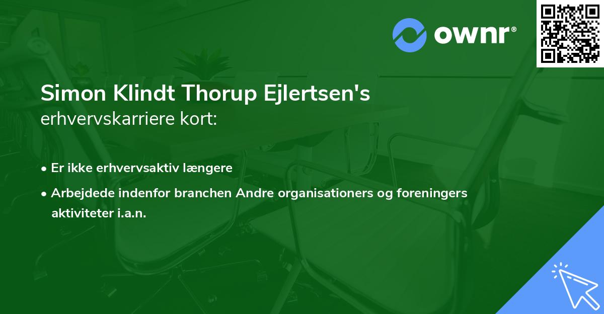 Simon Klindt Thorup Ejlertsen's erhvervskarriere kort