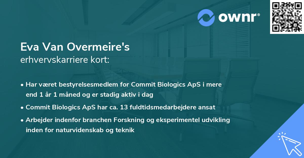 Eva Van Overmeire's erhvervskarriere kort