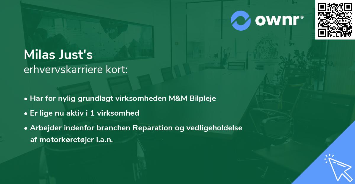 Milas Just's erhvervskarriere kort