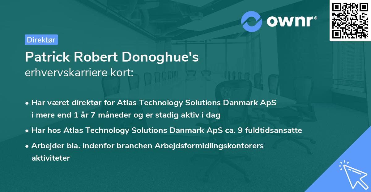 Patrick Robert Donoghue's erhvervskarriere kort