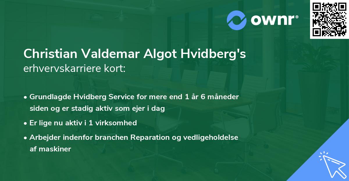 Christian Valdemar Algot Hvidberg's erhvervskarriere kort