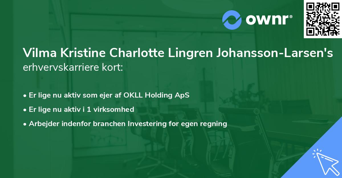 Vilma Kristine Charlotte Lingren Johansson-Larsen's erhvervskarriere kort