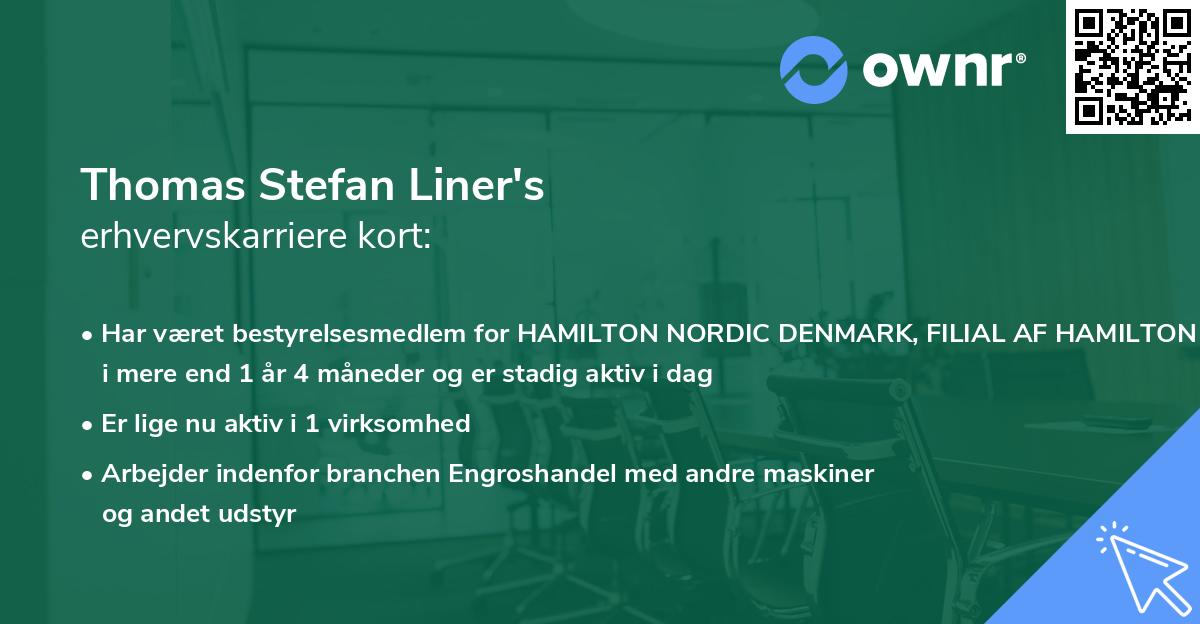 Thomas Stefan Liner's erhvervskarriere kort